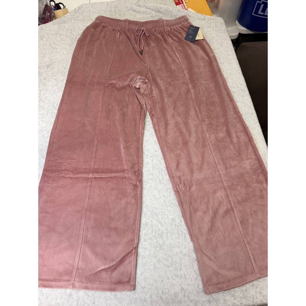 Universal Thread Womens High Rise Velour Wide Leg Pants Mauve Pink 1X NWT